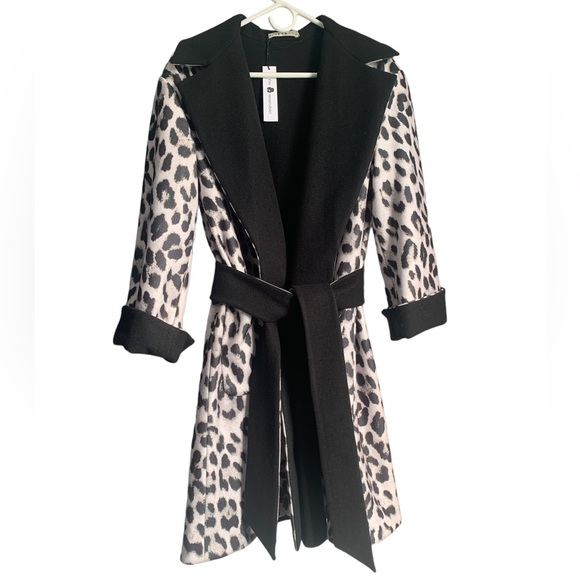 ALICE + OLIVIA Reversible Tomiko Leopard Print & Black Coat size XS/S - Picture 3 of 9